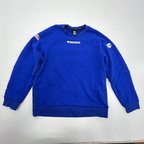 Descente Men's USA Triathlon Blue Crewneck Pullover Sweatshirt Logo Sz XL