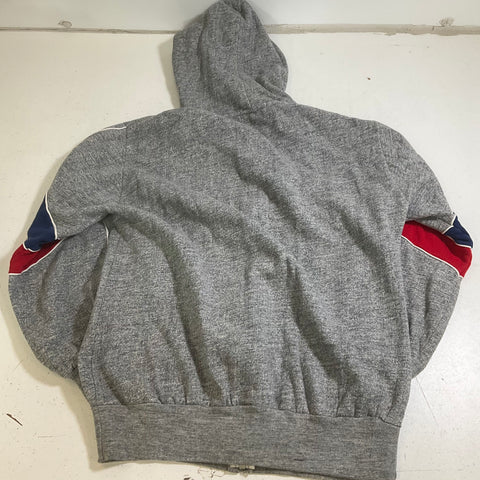 Vintage 80s Action Sportswear Gray Stripe Sleeve Full Zip Hoodie Men's Large