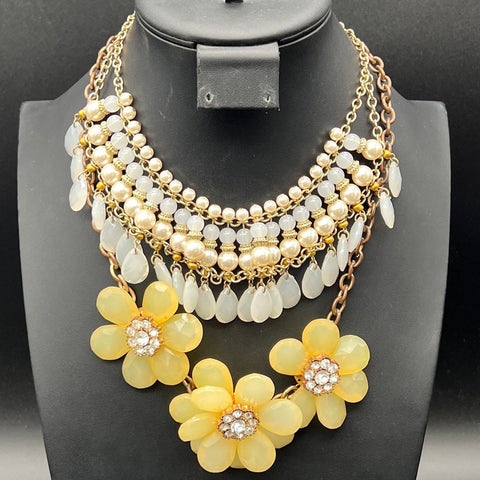 Vintage Costume Jewelry Lot of 10 Necklaces Brooches Rings Caroline Art Nouveau