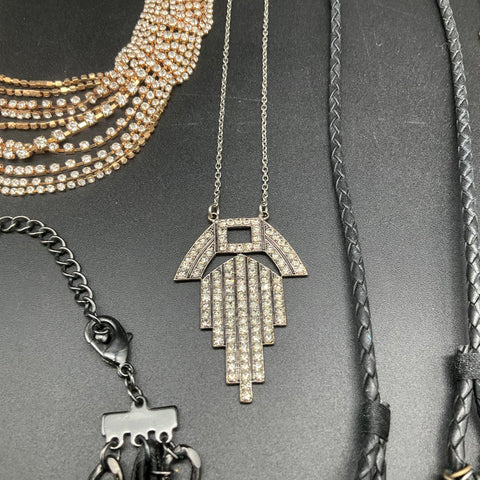 Statement Costume Jewelry Lot 7 Necklaces Vintage to Modern Bib Art Deco Beads