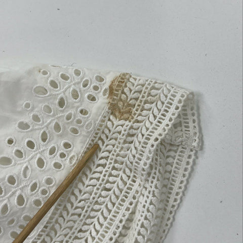 Lucky Brand Women's White Eyelet Midi Dress Sleeveless Button Front NWT Sz XS