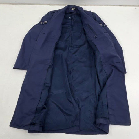 Vintage USAF Men's Overcoat Trench Coat Blue Military Issue Dress Uniform 37R