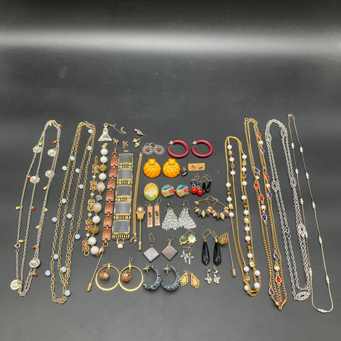 Vintage to Modern Costume Jewelry Lot 0.8 Lbs Necklaces Earrings Bracelets 45pc