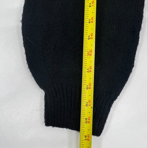 Saks Fifth Avenue Women's Sweater Dress Black Belted Puff Sleeve Button Sz L