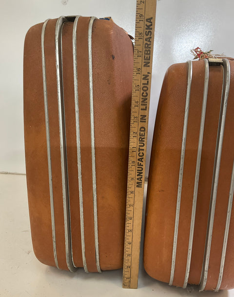 Vintage 60s Samsonite Brown Silhouette Hardcase Suitcase Luggage Set Lot of 2