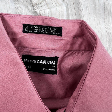 Vintage Pierre Cardin Men's Long Sleeve Button Up Shirts Lot 2 Mauve Beige 15.5