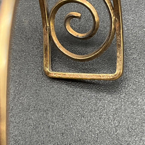 Vintage Krementz Gold Filled Cuff Bracelet Scroll Filigree Monogram E Engraved