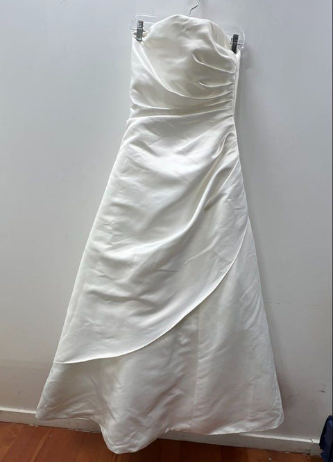 David's Bridal Michaelangelo Women's Wedding Dress Gown Ivory Satin Strapless 12