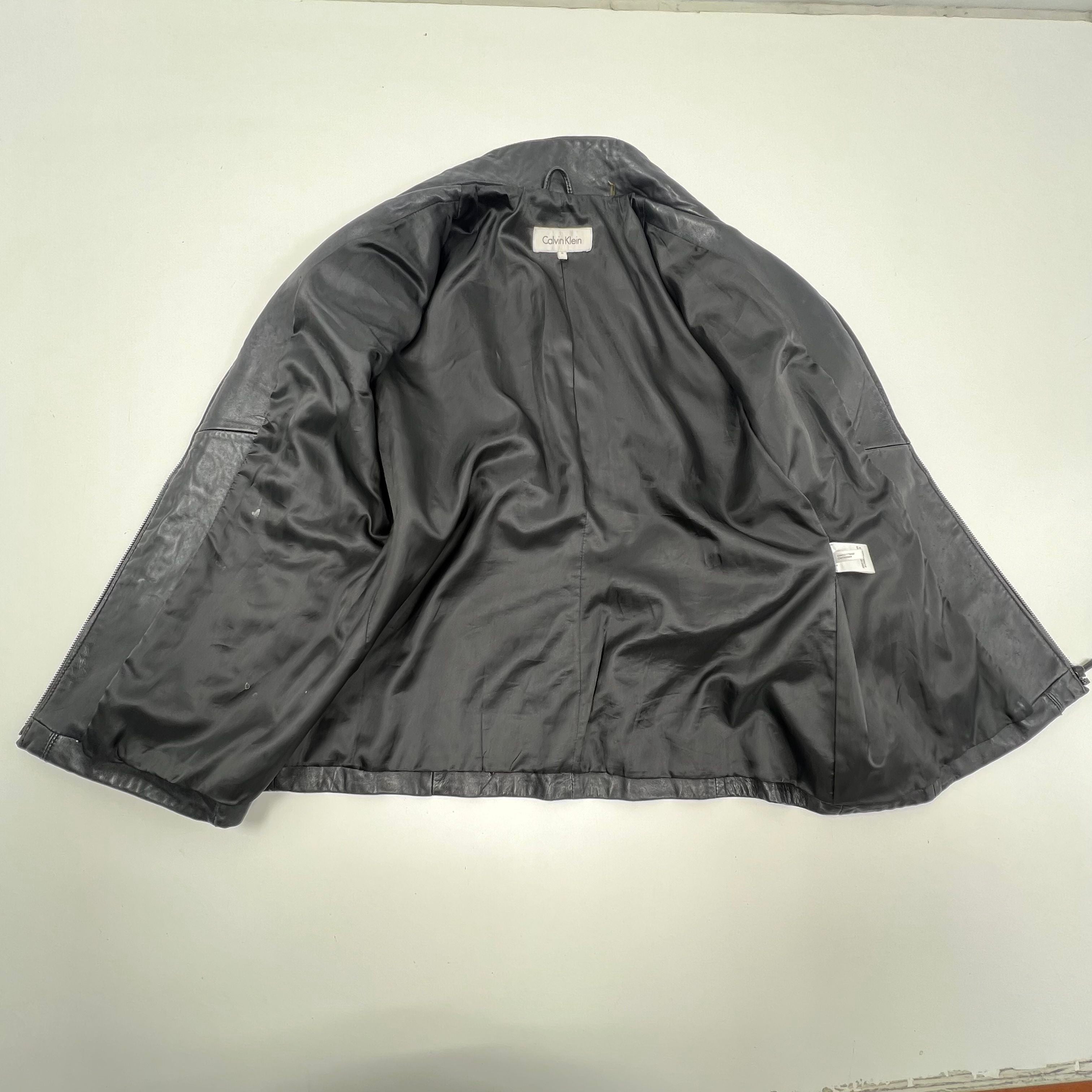Vintage Y2K Calvin Klein Black Soft Leather Full Zip Jacket Women's XL