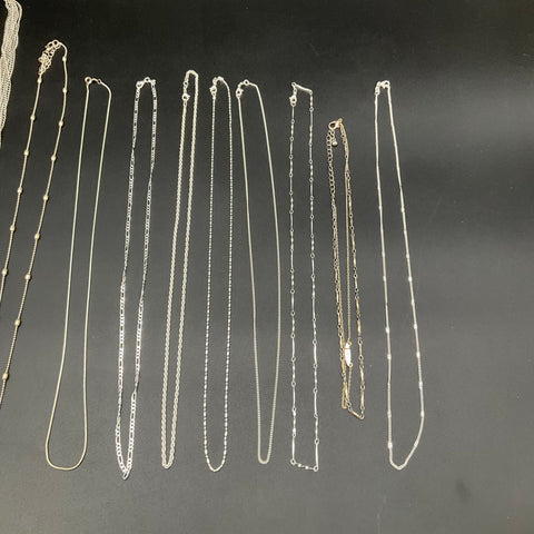 Fashion Necklace Jewelry Lot of 13 Silver Tone Multi-Strand Pendant Chain