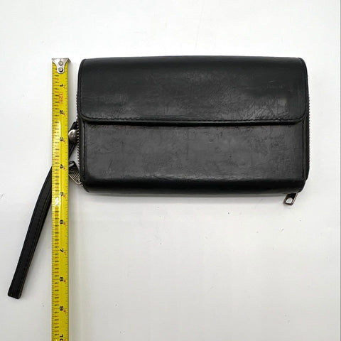 Patricia Nash Black Map Embossed Leather Wristlet Wallet Clutch Bag