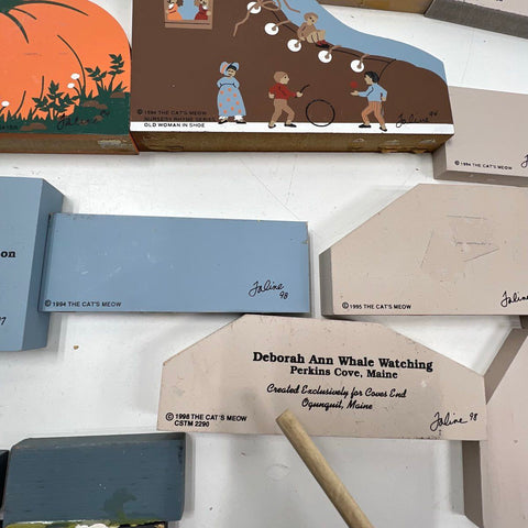 Vintage Lot Cat's Meow Village Wooden Shelf Sitters Nursery Rhyme Nativity