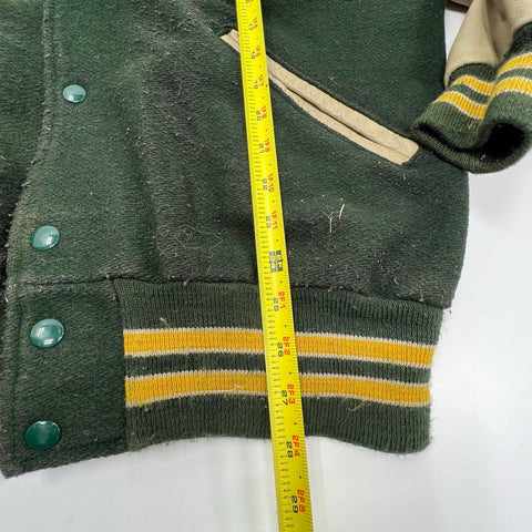 Vintage 90s DeLong Wool Leather Sleeve Varsity Letterman Jacket USA Made Sz XL