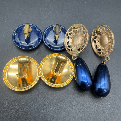 Vintage 1980s Jewel Tone Costume Jewelry Lot Necklaces Earrings 9 Pcs