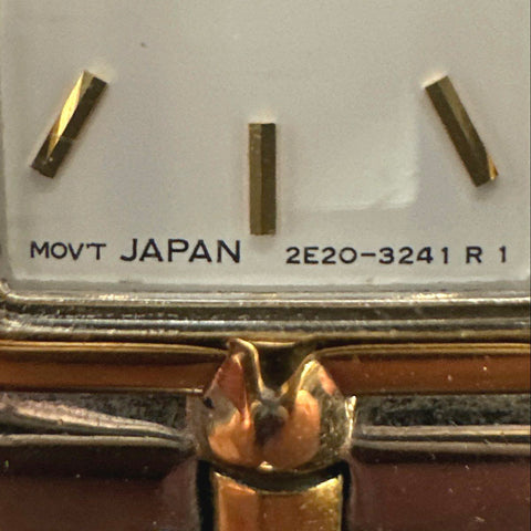Seiko Two-Tone Tank Watch 2E20-7479 Women's Silver Gold Tone Tested Works