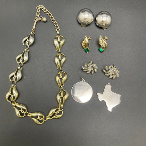 Vintage Coro Signed Costume Jewelry Lot Necklace Earrings Texas Charm 6 Pieces