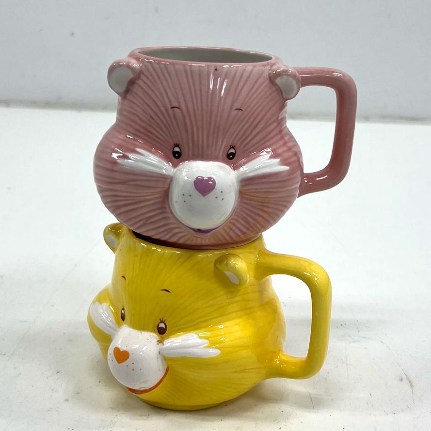 Vintage 1984 Care Bears Mug Set Cheer Bear & Funshine Bear American Greetings