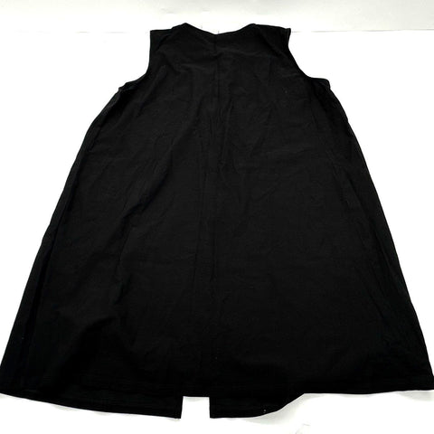 Eileen Fisher Women's Black Viscose Stretch Crepe Sleeveless Slit Dress Sz L NWT