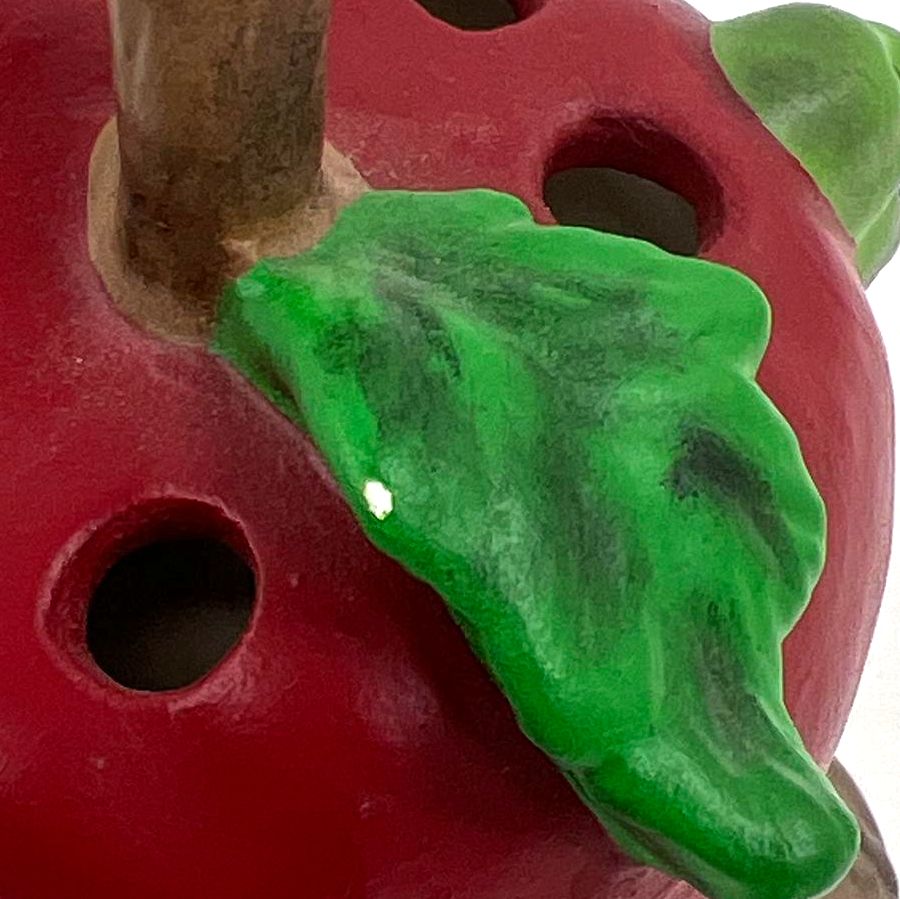Vintage 80s Hand Painted Central Park 1988 Apple Worms Ceramic Pencil Holder