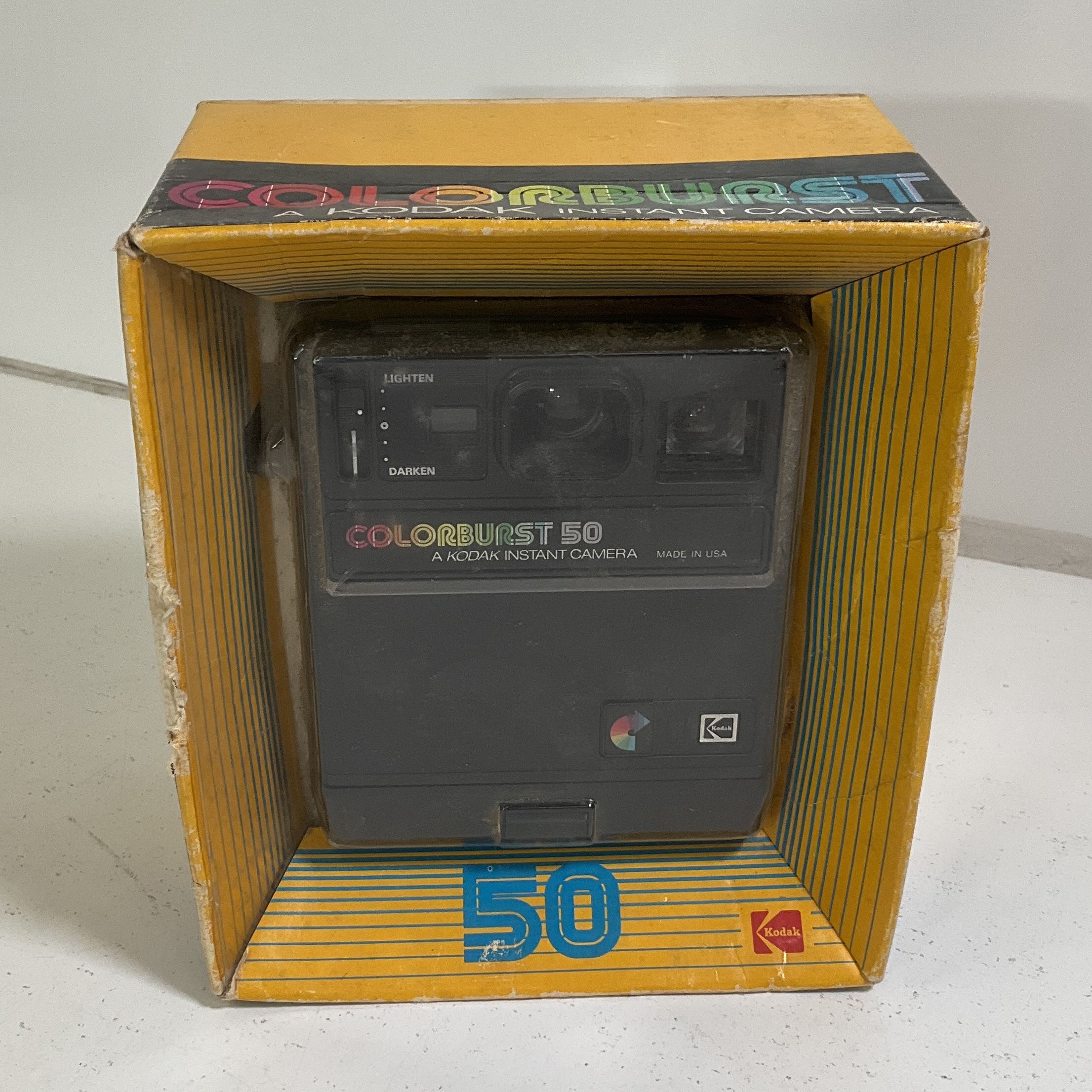 Vintage 1970s Kodak Colorburst 50 Instant Camera IOB Made in USA w/ Strap