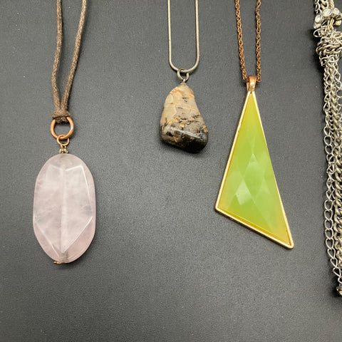 Fashion Costume Necklace Lot of 6 Beaded Peace Sign Geometric Rose Quartz Stone