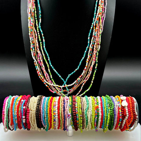 Colorful Seed Bead Boho Jewelry Lot of 50+ Bracelets and Necklaces