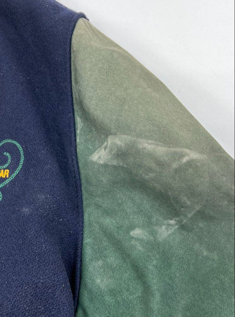 Vintage 90s Dehen Men's Blue Wool Leather Sleeve Varsity Jacket XL Embroidered