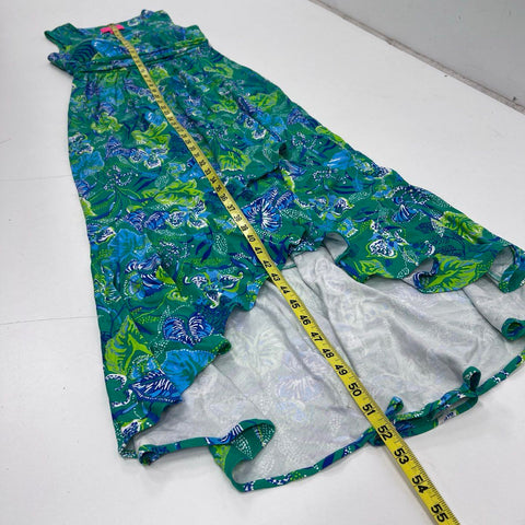 Lilly Pulitzer Women's Hollie Green Tropical Print Hi-Low Maxi Dress Sz XS