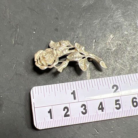 Vintage Sterling Silver Flower Rose Brooch 6.76g