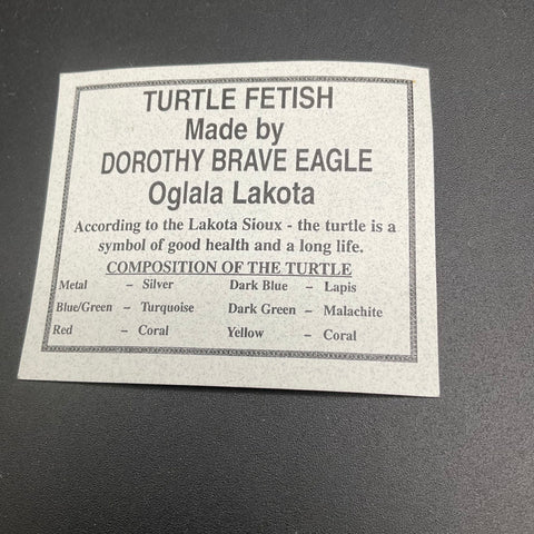 Dorothy Brave Eagle Oglala Lakota Turtle Fetish Inlay Necklace Native American