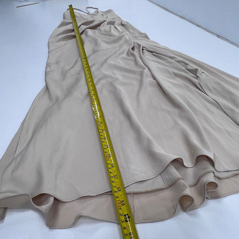 David's Bridal Women's Champagne V-Neck Crepe Satin Gown NWT Sz 6