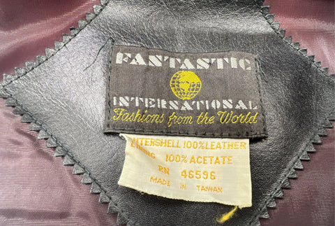 Vintage 70s Fantastic International Women's Black Leather Multi Zip Jacket Sz M