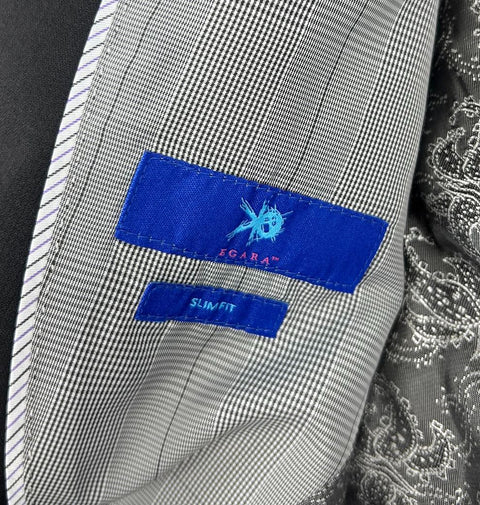 Egara Black 100% Wool Slim Fit 2 Piece Suit Men's 42R 36W