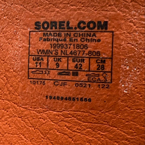 Sorel Kinetic Impact Wedge Lace Sandal Canyon Orange Women's Size 11