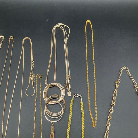 Mixed Fashion Jewelry Lot 12 Necklaces Gold Tone Statement Tassel Gameday Boho