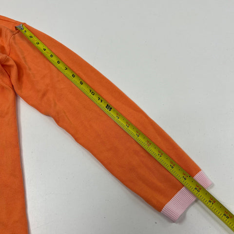 Talbots NWT Orange Pink Colorblock Ribbed Trim Cardigan Sweater Womens Size M