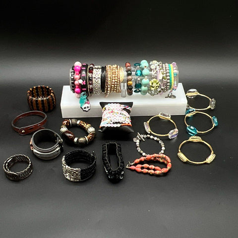 Mixed Costume Jewelry Bracelet Lot 45+ Pcs Beaded Bangle Cuff Monster High Charm