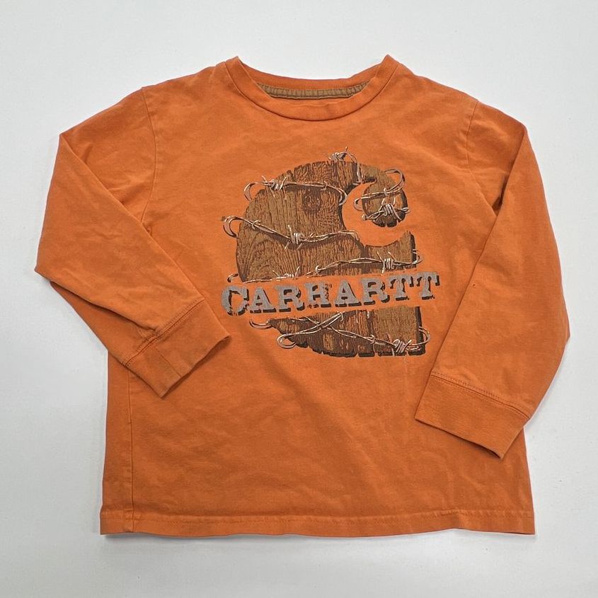 Carhartt Orange Long Sleeve Front Logo Casual Kids Boys Size 5