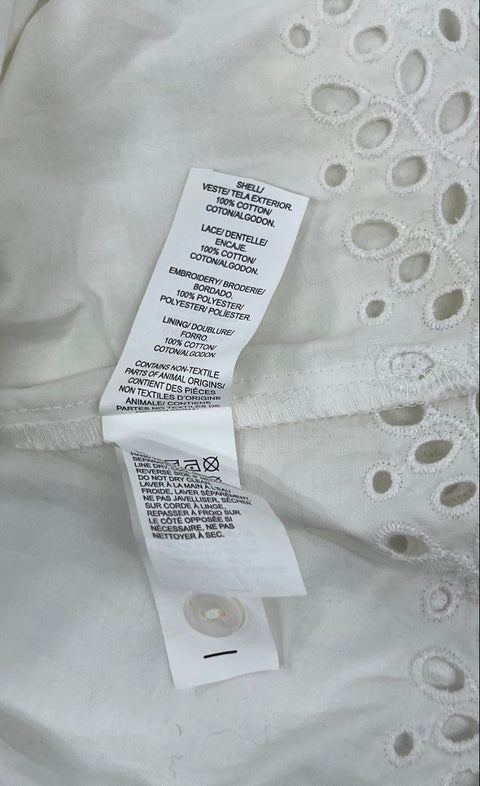 Lucky Brand Women's White Eyelet Midi Dress Sleeveless Button Front NWT Sz XS