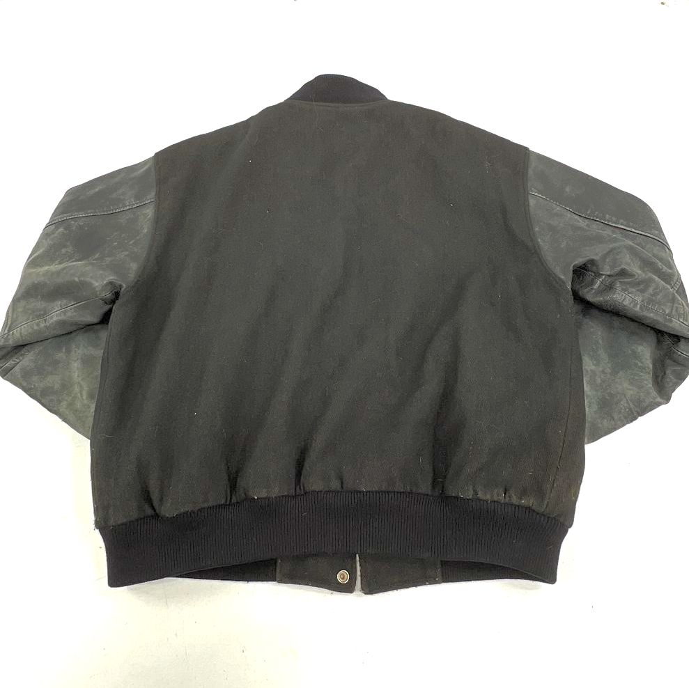Vintage 90s 20/20 Sports Black Nebraska Huskers Wool Leather Varsity Jacket
