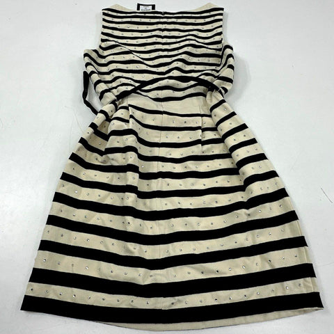 Nanette Lepore Women's Bateau Neck Striped Rhinestone Belted Dress NWT Sz 12