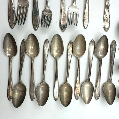 Rogers & National Silver Co Silver Plate Flatware Assorted Lot 25 Piece