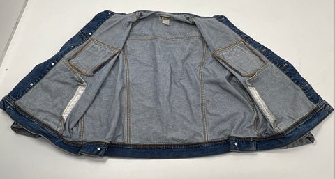 Vintage 90s Wrangler Rugged Wear Denim Trucker Jacket Indigo Blue Sz XXL