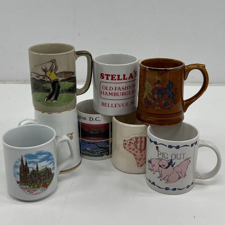 Vintage Assorted Styles Mug Lot Golf Washington Pigs Stella's Burgers NE