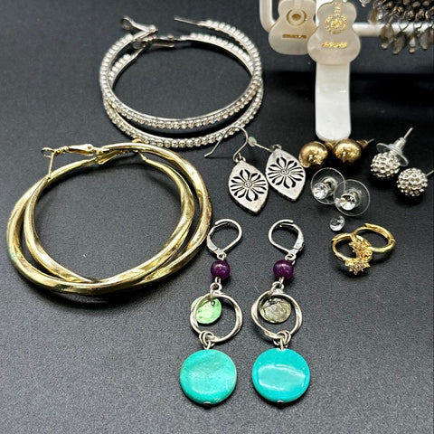Wearable Jewelry Lot 35+ Pairs Earrings Hoops Dangles Studs Boho Retro Styles
