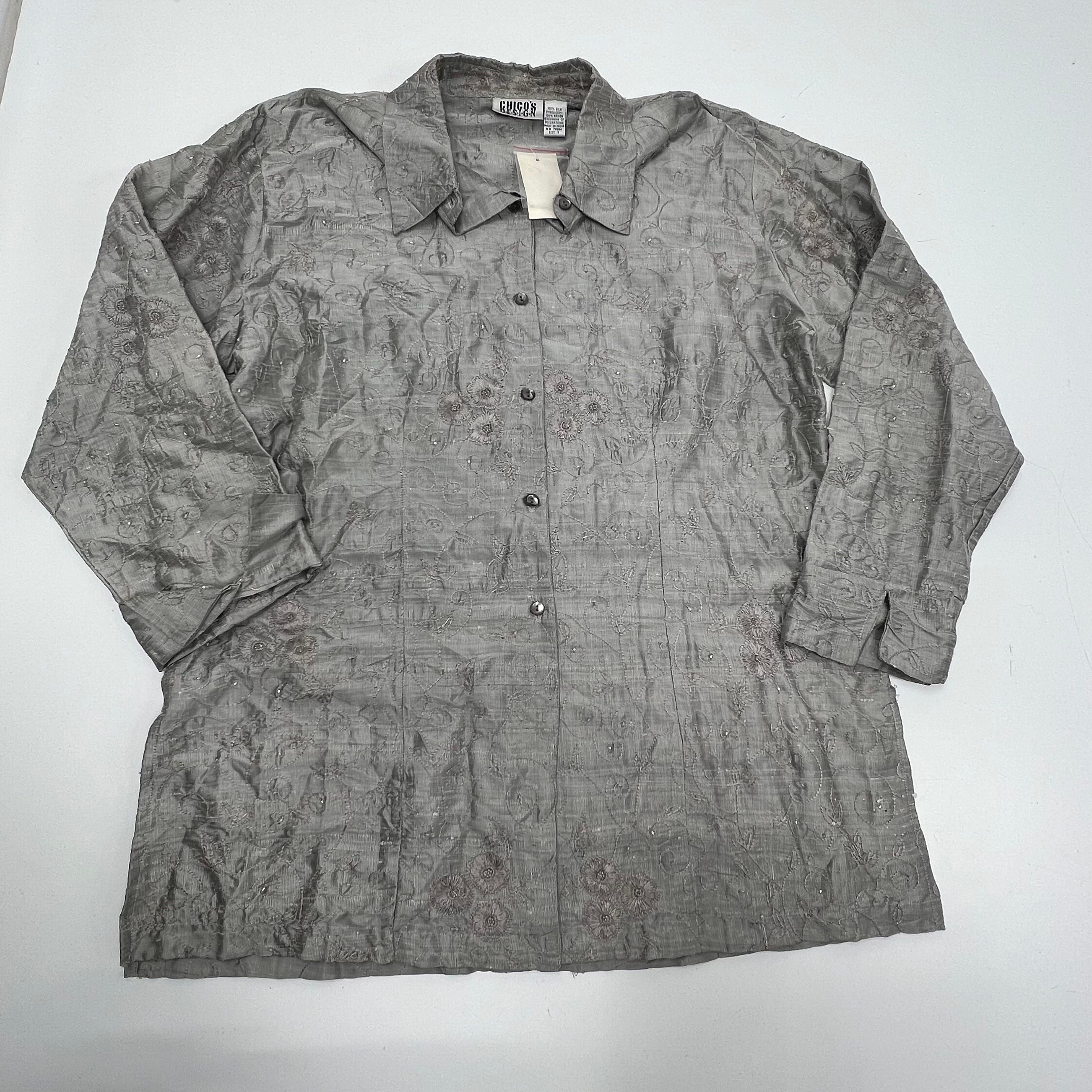 Chicos Design Vintage Silk Embroidered Ogan Bali Jacket Top Women's 3 L NWT