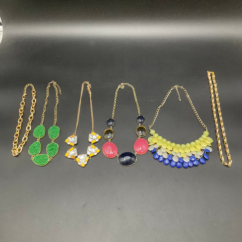Fashion Costume Statement Jewelry Lot of 6 Colorful Bib Geometric Necklaces