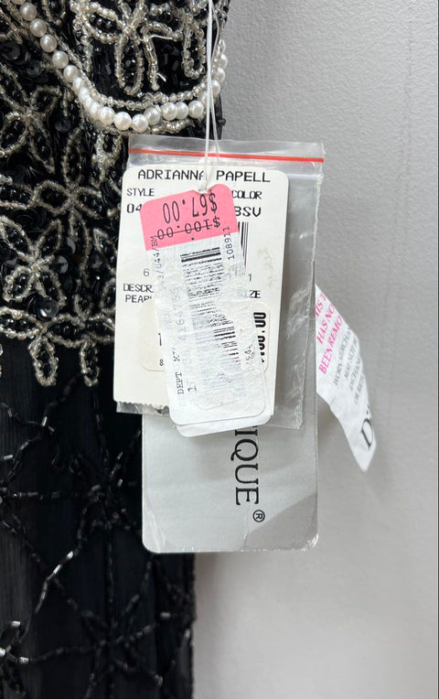Vintage 90s Adrianna Papell Black Silk Beaded Pearl Gown Dress NWT Siz - Shop Thrift World Vintage 90s Adrianna Papell Black Silk Beaded Pearl Gown Dress NWT Siz - Shop Thrift World