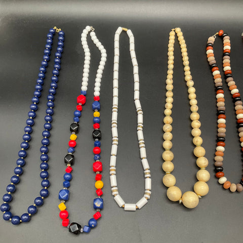 Mixed Beaded Costume Jewelry Lot of 8 Necklaces Vintage to Modern Multi-Color