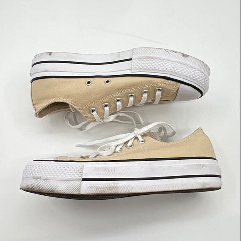 Converse Chuck Taylor All Star Lift Platform Low Top Beige Women's Size 7.5